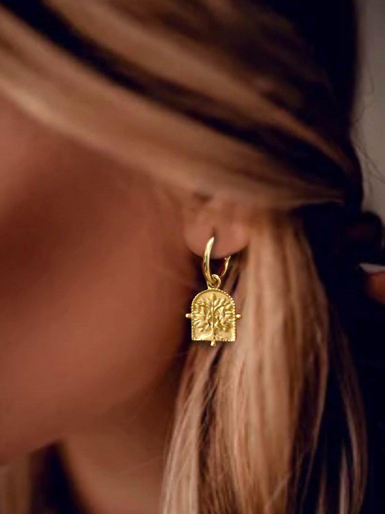 Laihas Premium Gold Tree Of Life Hoop Earrings