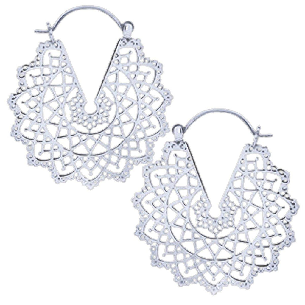 Laihas Prestige Bohemian Lace Mandala Hoop Earrings 38mm