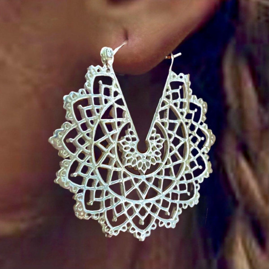 Laihas Prestige Bohemian Lace Mandala Hoop Earrings 38mm