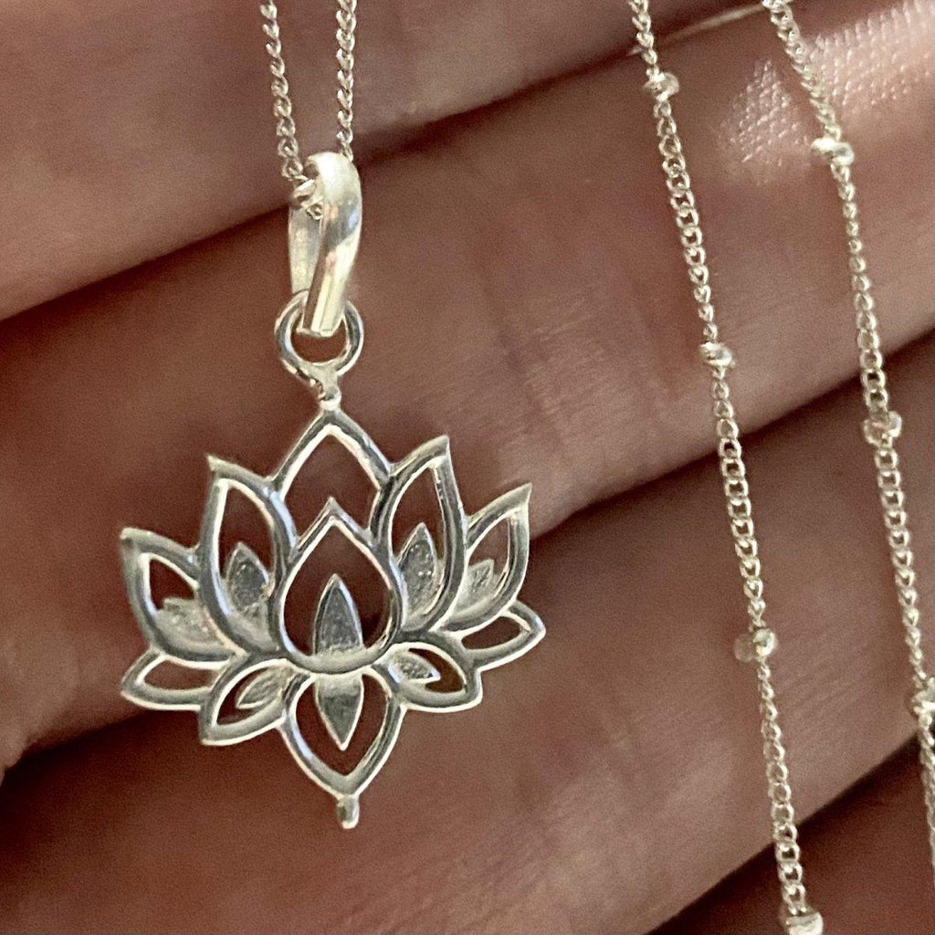 Laihas Prestige Boho Chic Lotus Flower Necklace -Sterling Silver