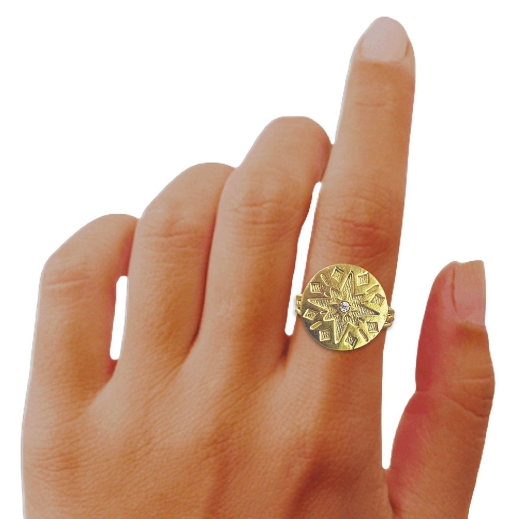Laihas Prestige Boho Galaxy Gold Signet Ring- Topaz