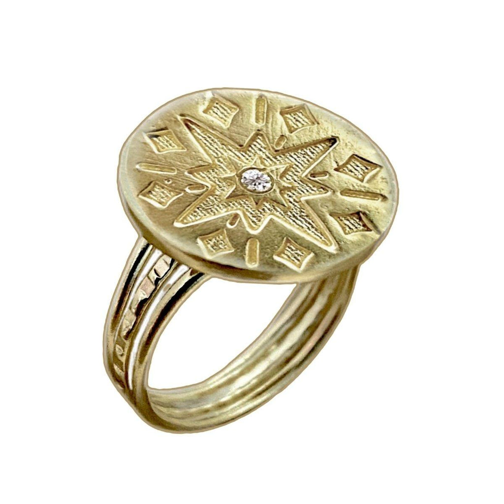 Laihas Prestige Boho Galaxy Gold Signet Ring- Topaz