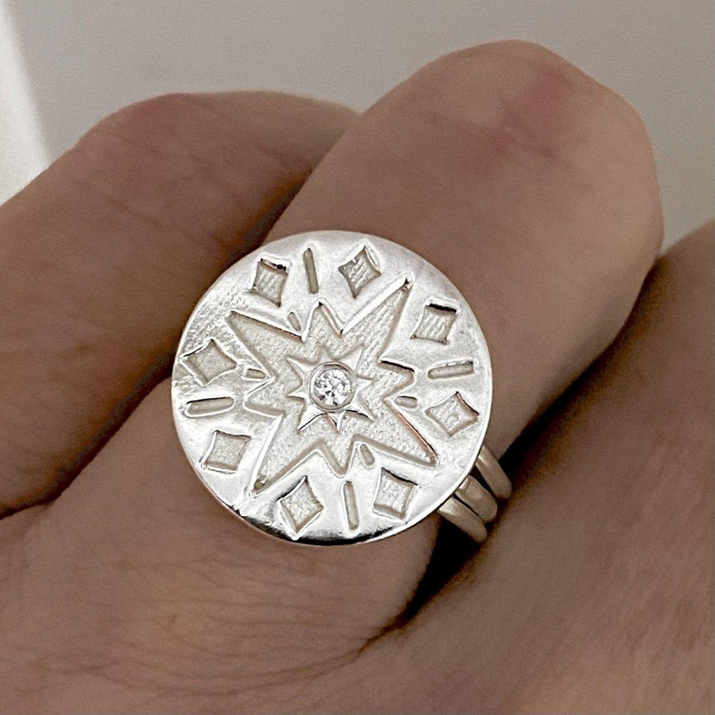 Laihas Prestige Boho Galaxy Topaz Sterling Silver Signet Ring