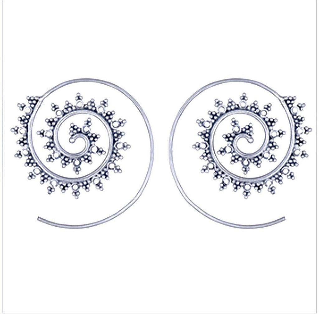 Laihas Prestige Budding Boho Spiral Hoop Earrings Sterling Silver -LBD Australia