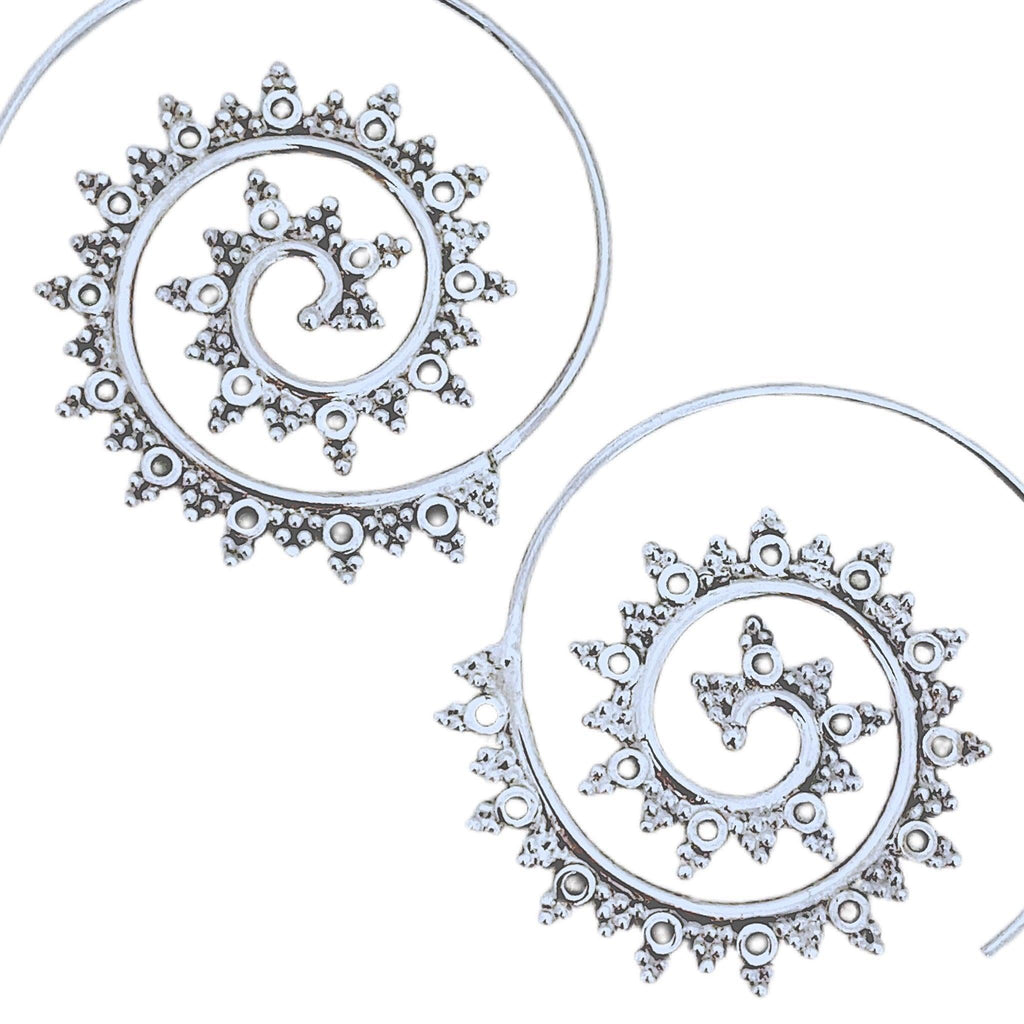 Laihas Prestige Budding Boho Spiral Hoop Earrings Sterling Silver -LBD Australia
