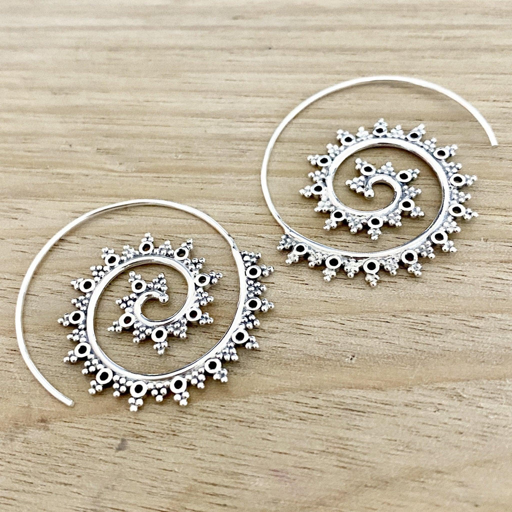 Laihas Prestige Budding Boho Spiral Hoop Earrings Sterling Silver -LBD Australia