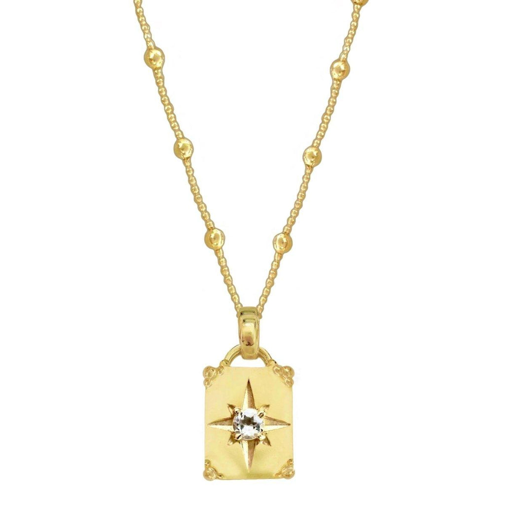 Laihas Prestige Celestial Gold White Topaz Crystal Necklace
