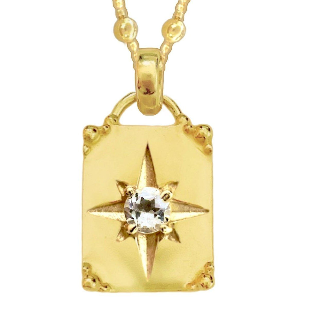 Laihas Prestige Celestial Gold White Topaz Crystal Necklace