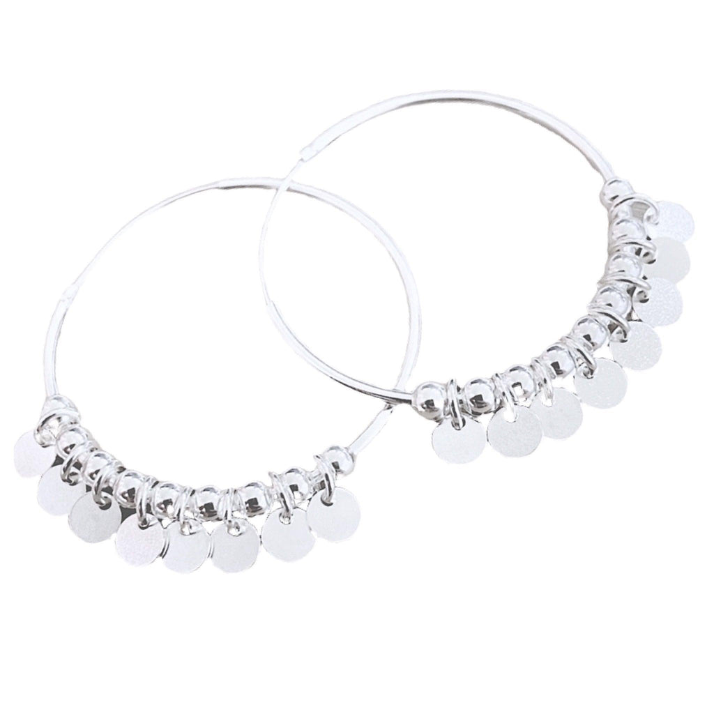 Laihas Prestige Larger Style Gypsy Disk Sterling Silver Hoop Earrings -LBD Australia