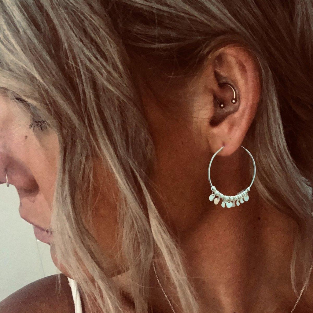 Laihas Prestige Larger Style Gypsy Disk Sterling Silver Hoop Earrings -LBD Australia