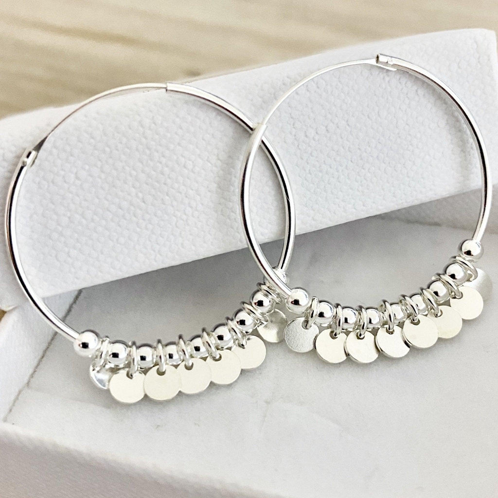 Laihas Prestige Larger Style Gypsy Disk Sterling Silver Hoop Earrings -LBD Australia