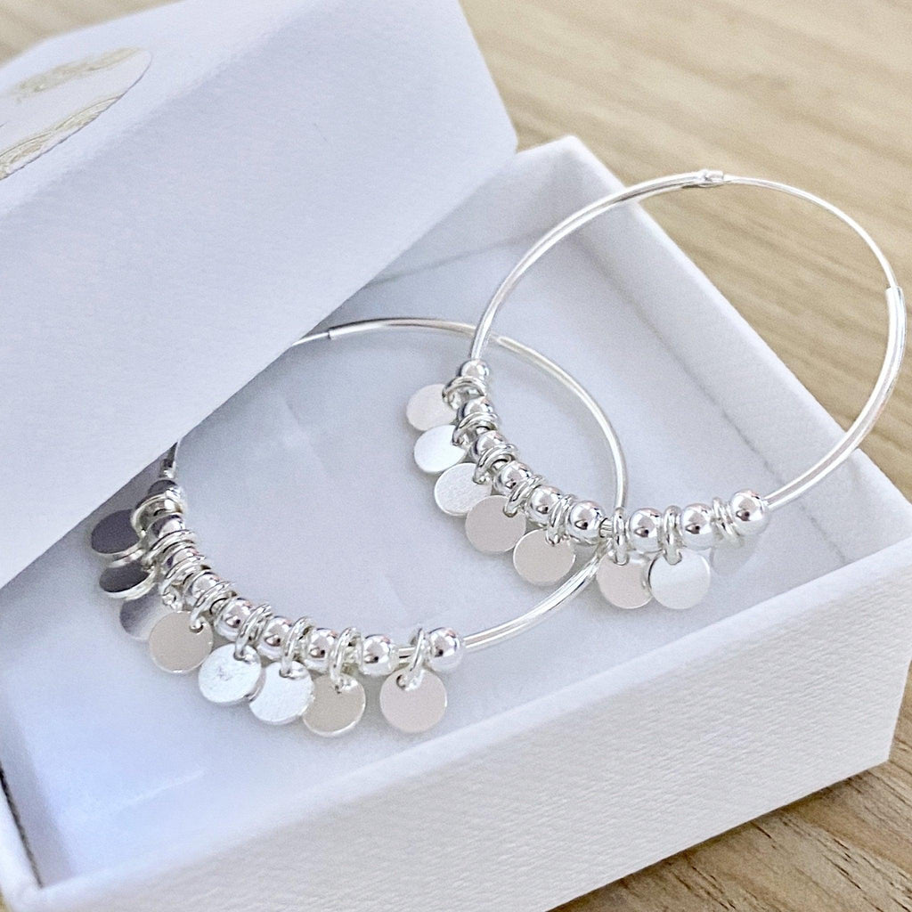 Laihas Prestige Larger Style Gypsy Disk Sterling Silver Hoop Earrings -LBD Australia