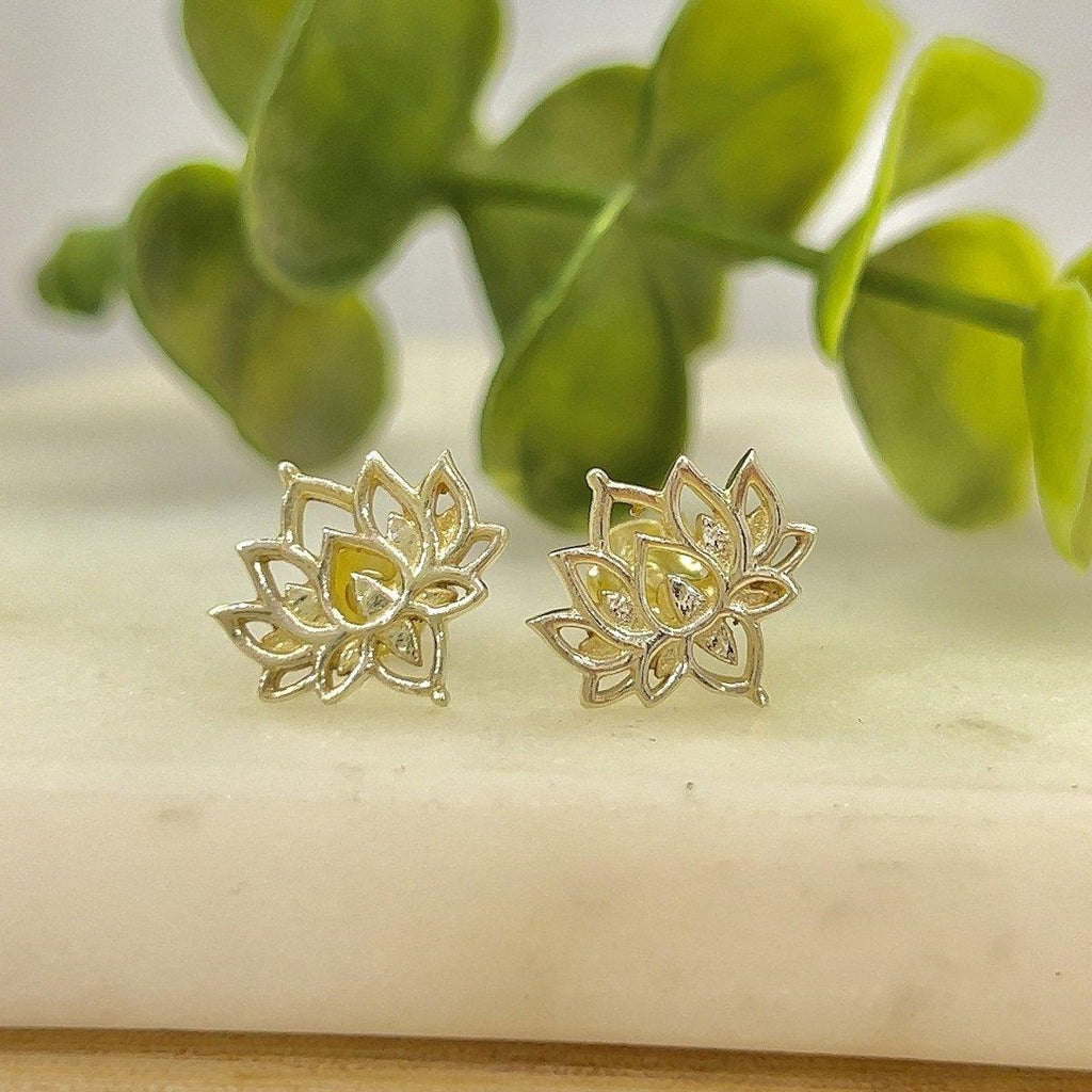 Laihas Prestige Lotus Flower Studs - Gold Vermeil