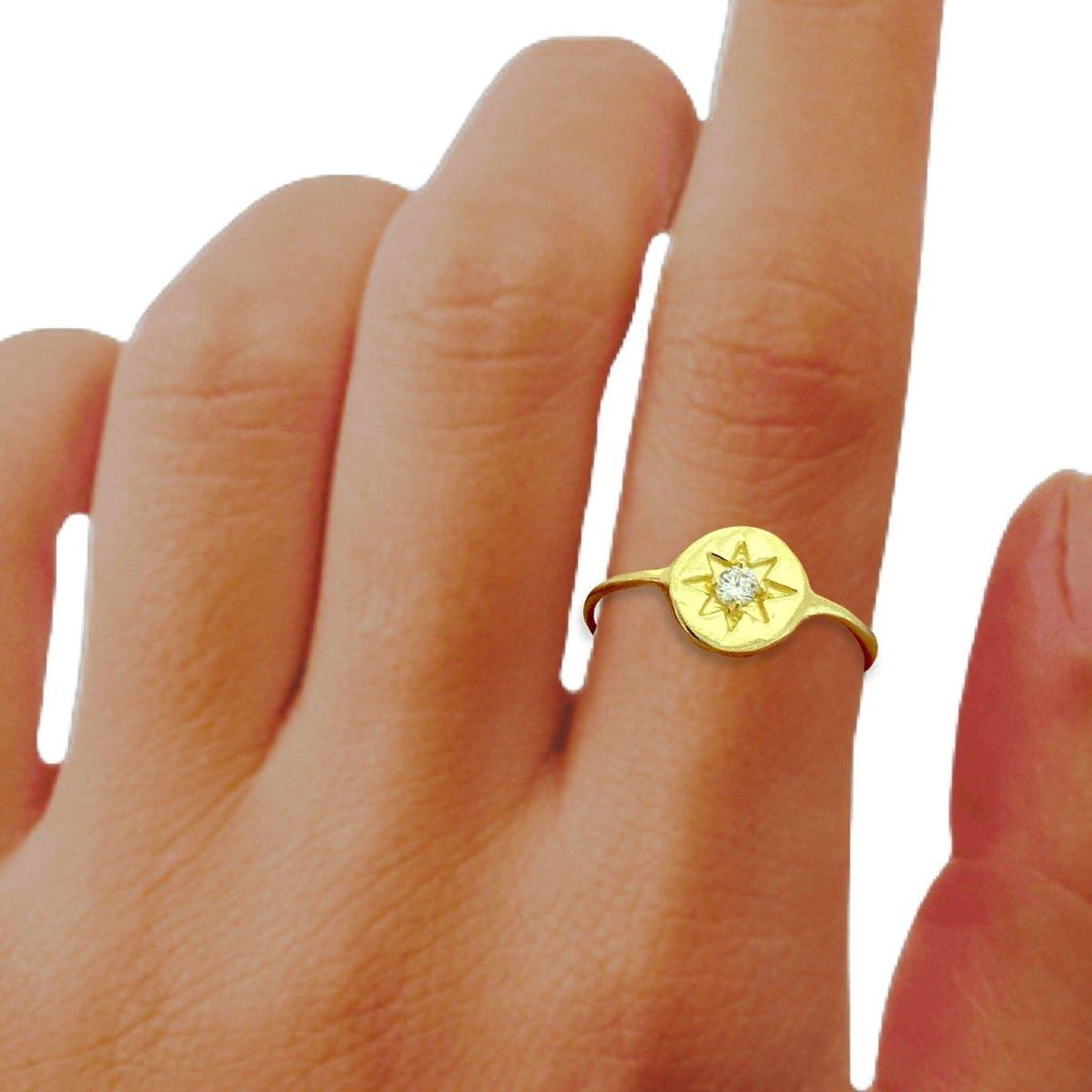 Laihas Prestige Mini Shoot for the Stars Gold Signet Ring- Topaz