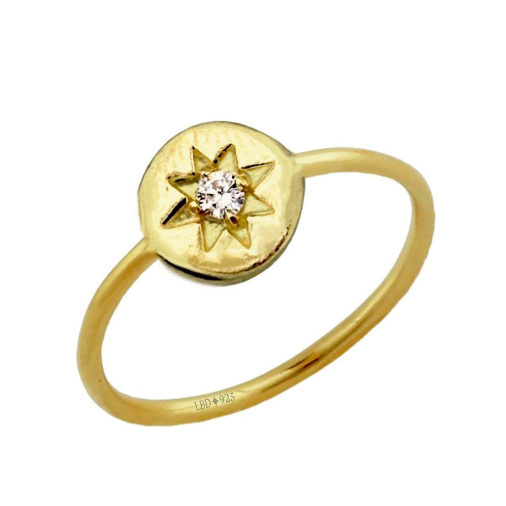 Laihas Prestige Mini Shoot for the Stars Gold Signet Ring- Topaz