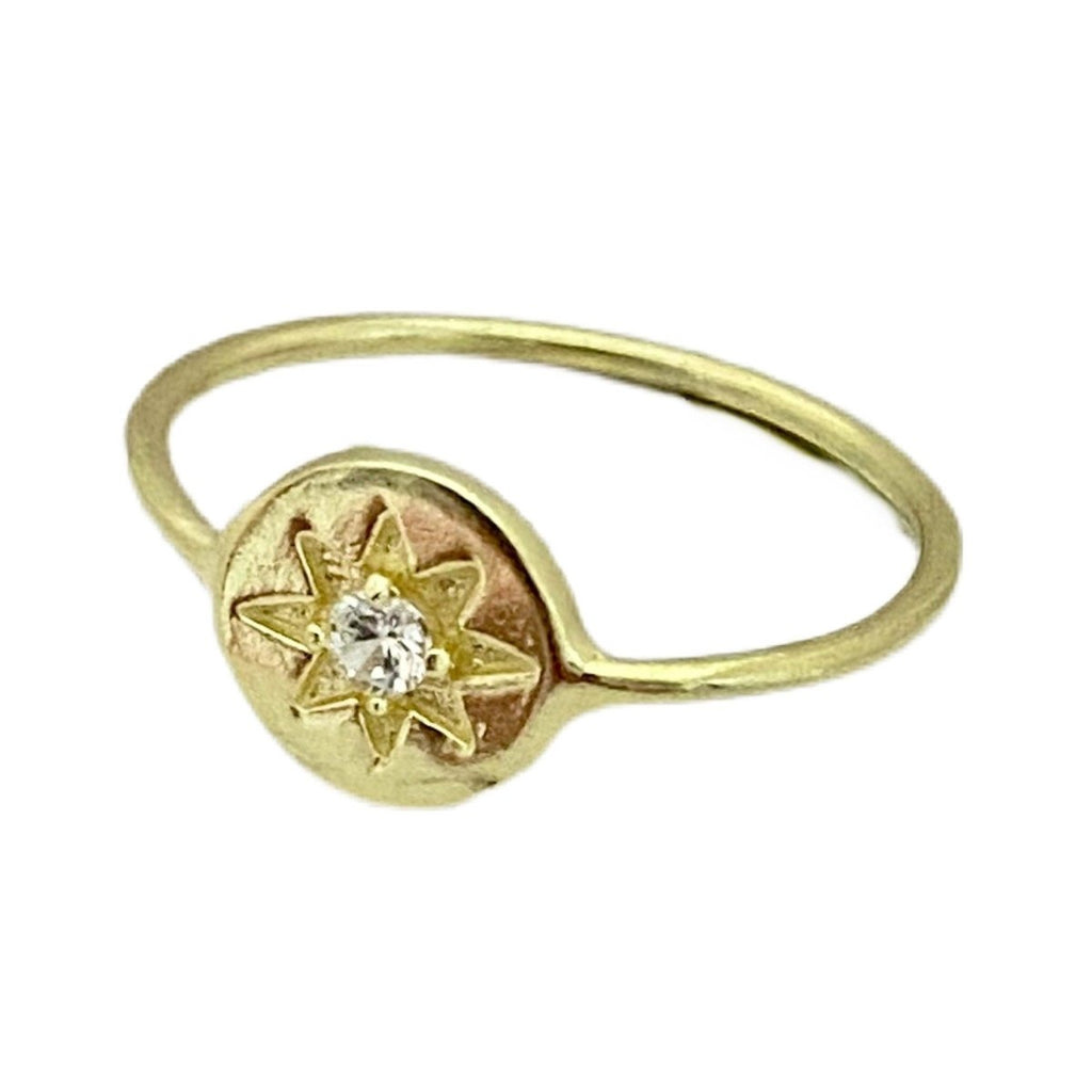 Laihas Prestige Mini Shoot for the Stars Gold Signet Ring- Topaz