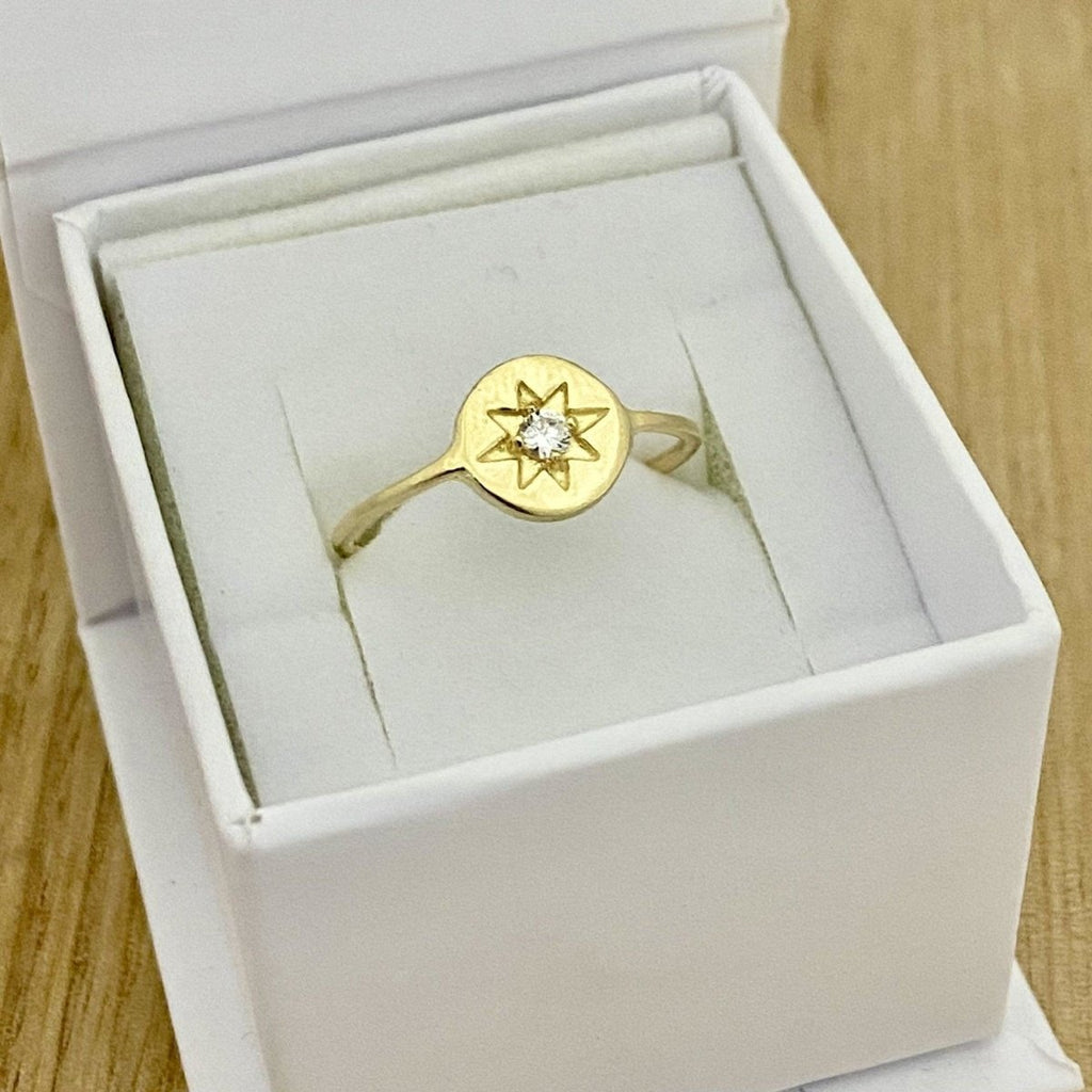 Laihas Prestige Mini Shoot for the Stars Gold Signet Ring- Topaz