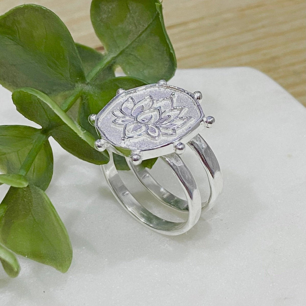 Laihas Prestige Perfectly Imperfect Lotus Flower Boho Ring- Sterling Silver