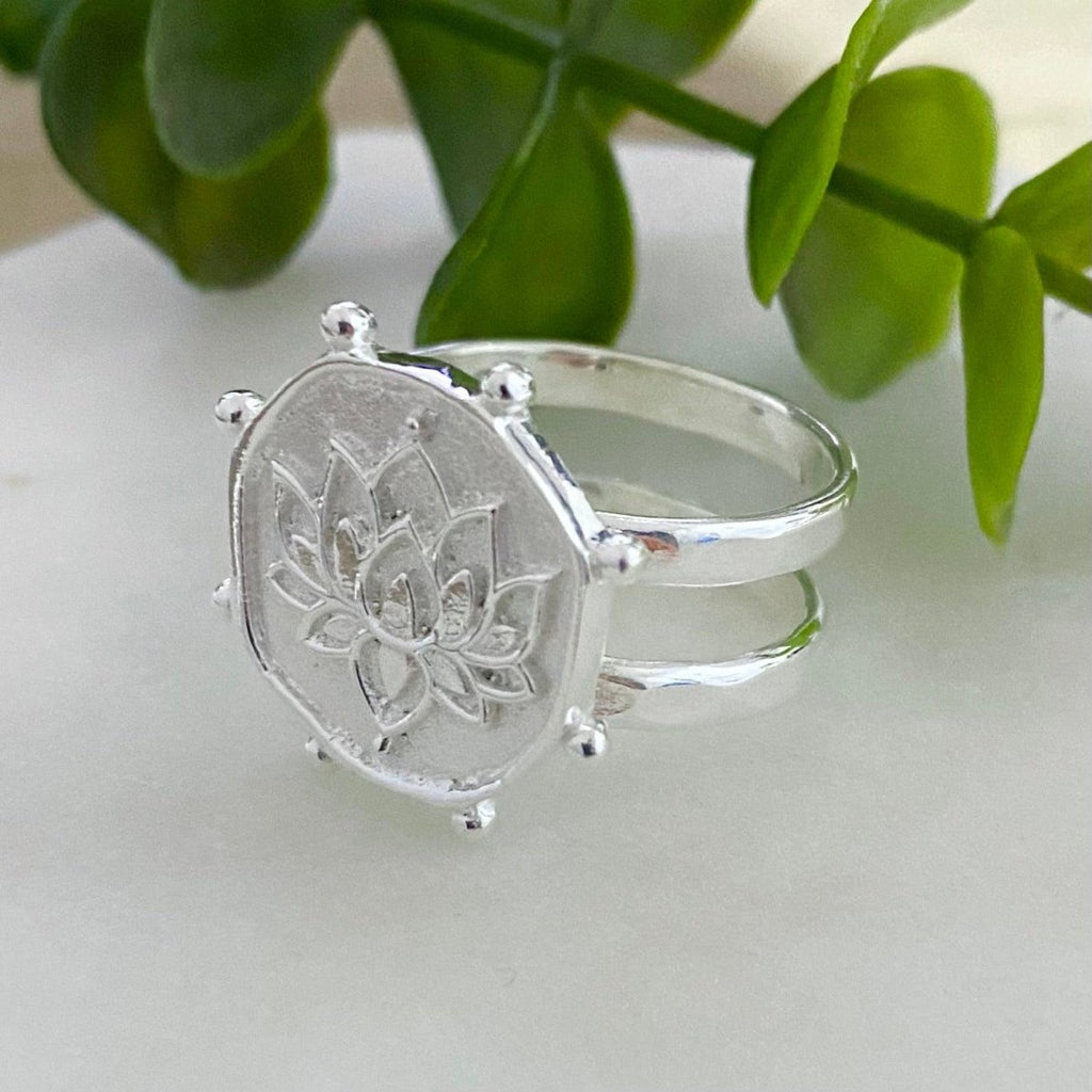 Laihas Prestige Perfectly Imperfect Lotus Flower Boho Ring- Sterling Silver