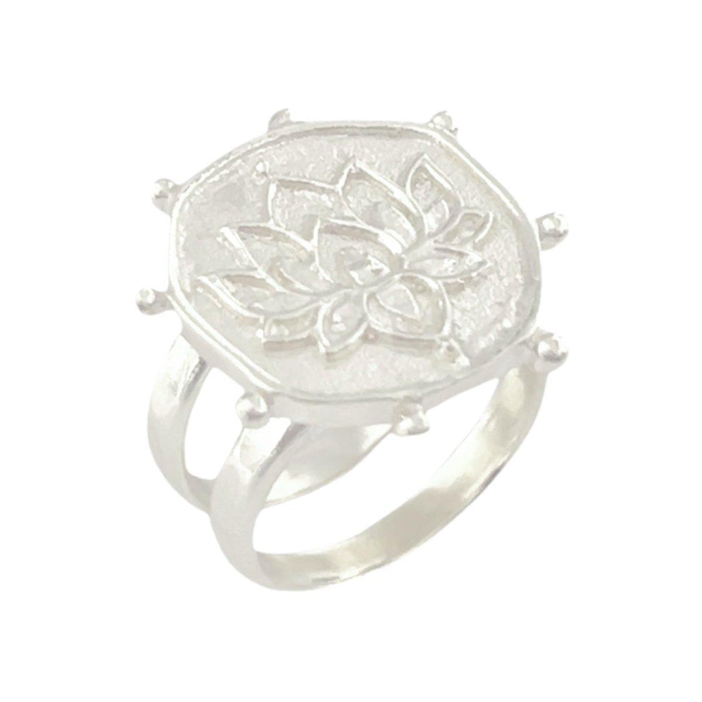 Laihas Prestige Perfectly Imperfect Lotus Flower Boho Ring- Sterling Silver