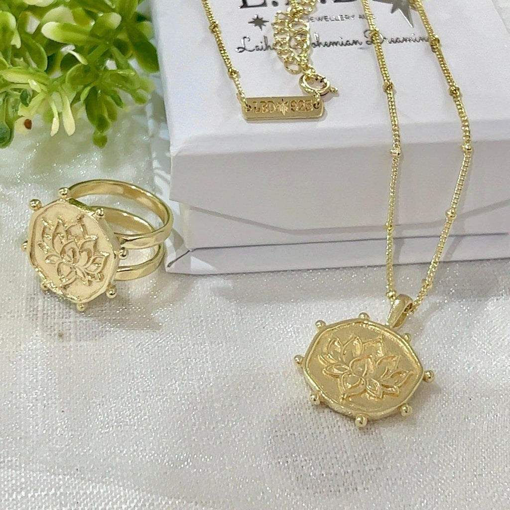 Laihas Prestige Perfectly Imperfect Lotus Flower Gold Boho Ring