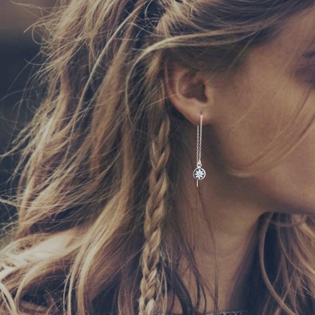 Laihas Prestige Shoot For The Stars Sterling Silver Threader Earrings- Genuine Topaz