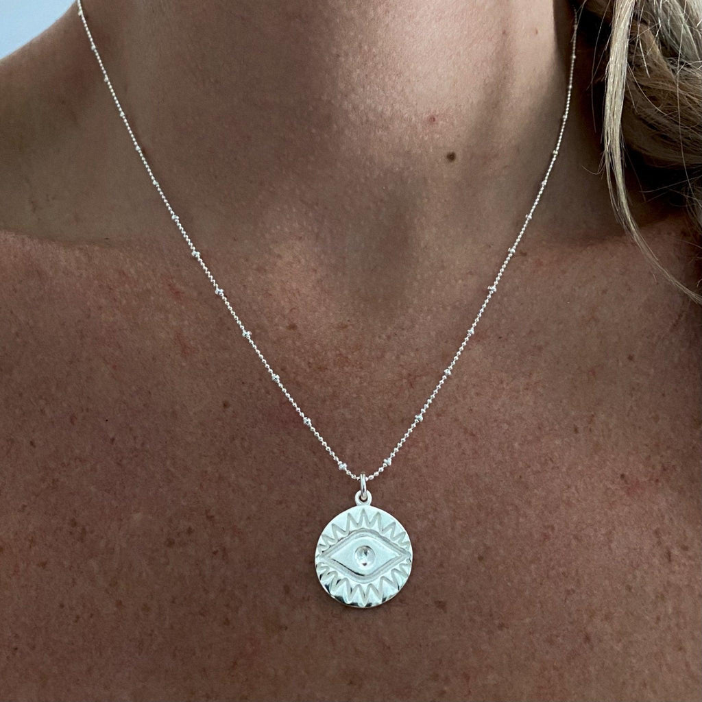 Laihas Prestige Spitual Eye Sterling Silver Boho Necklace -LBD Australia
