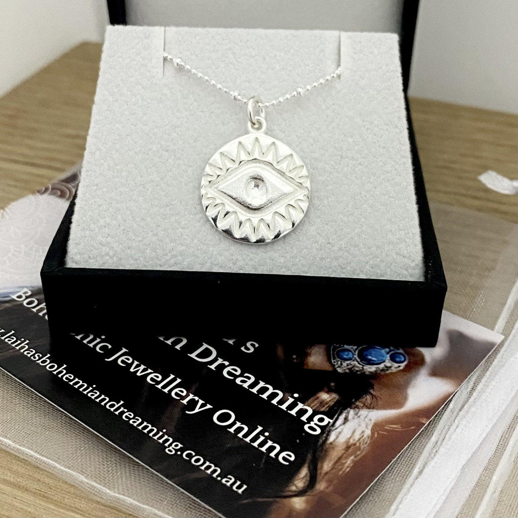 Laihas Prestige Spitual Eye Sterling Silver Boho Necklace -LBD Australia