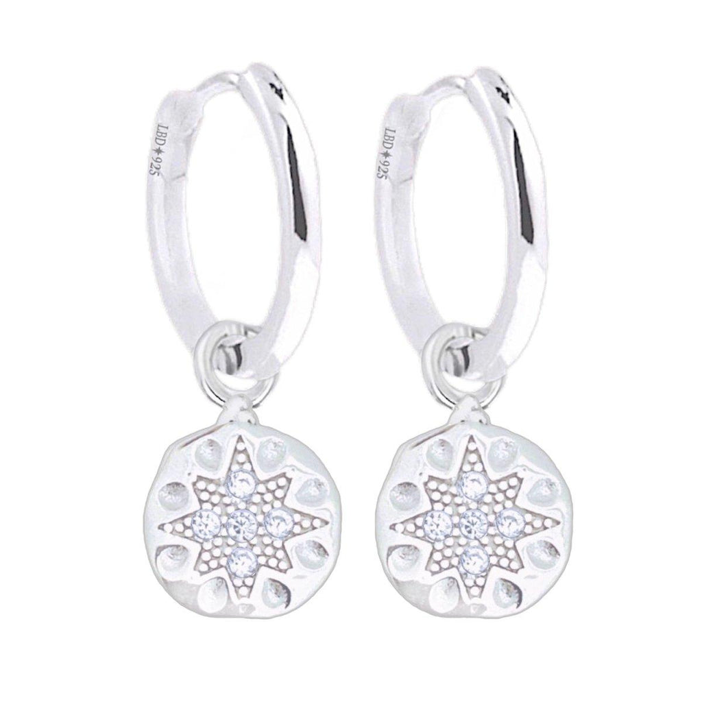 Laihas Prestige Star Disk Sterling Silver Hoop Earrings-Topaz