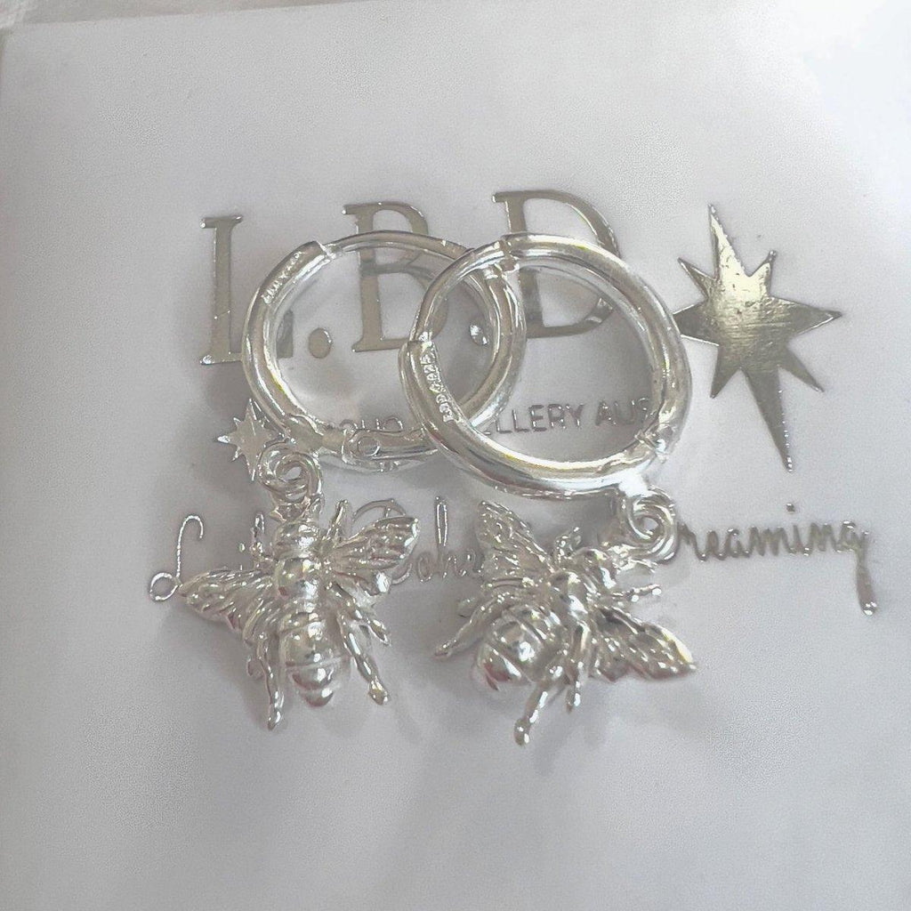 Laihas Prestige Sterling Silver Bee Hoop Earrings.