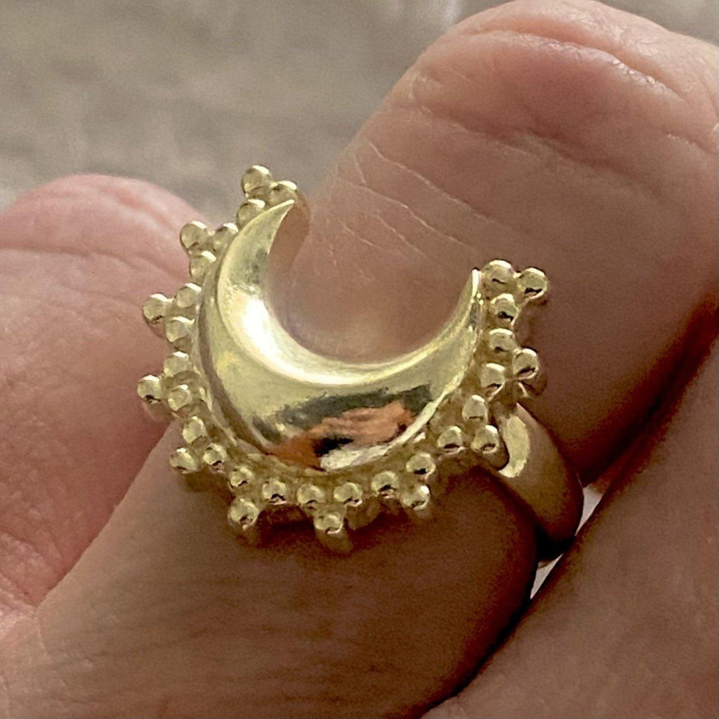 Laihas Prestige ‘Tammie’ Goddess Crescent Moon Boho Ring- Gold