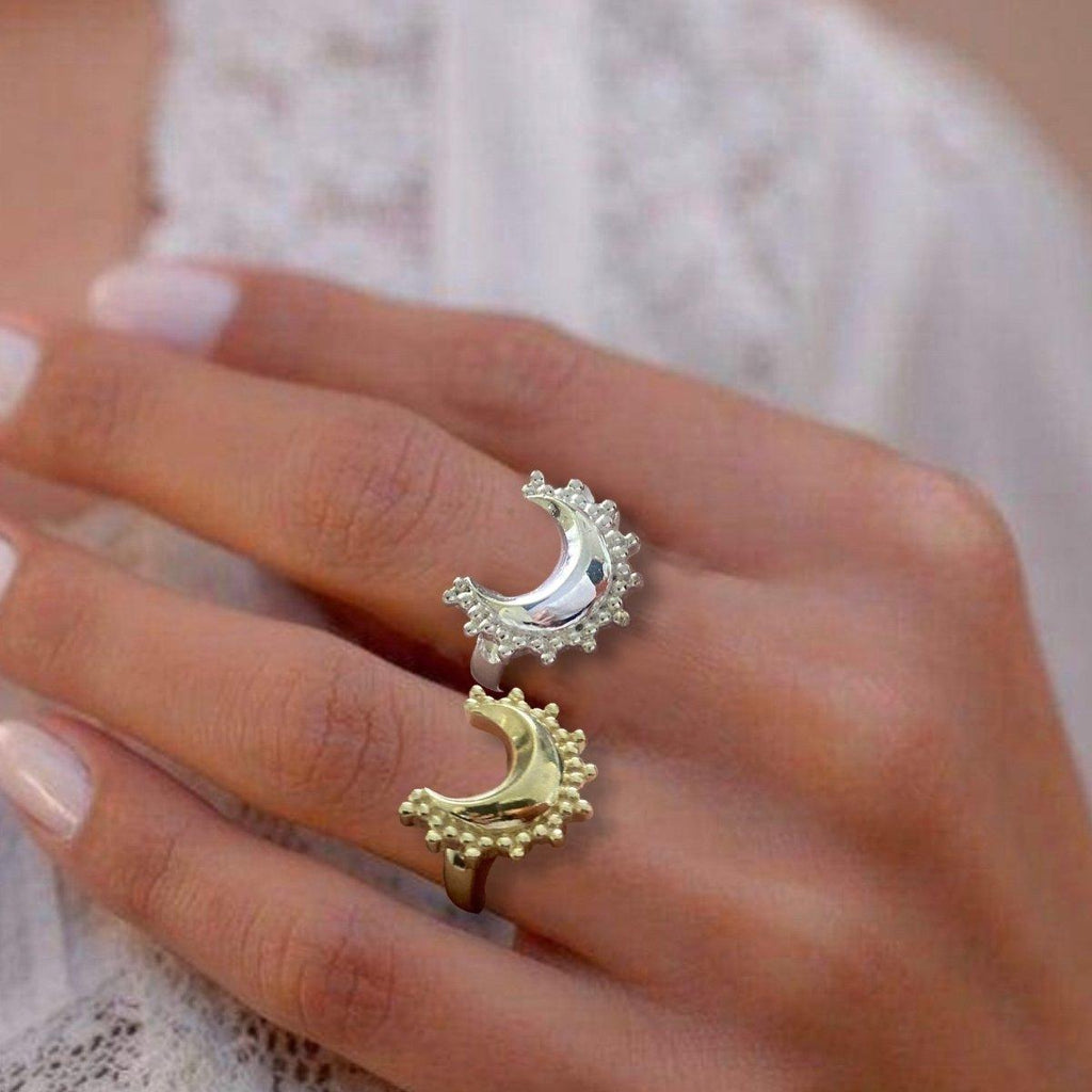 Laihas Prestige ‘Tammie’ Goddess Crescent Moon Boho Ring- Gold