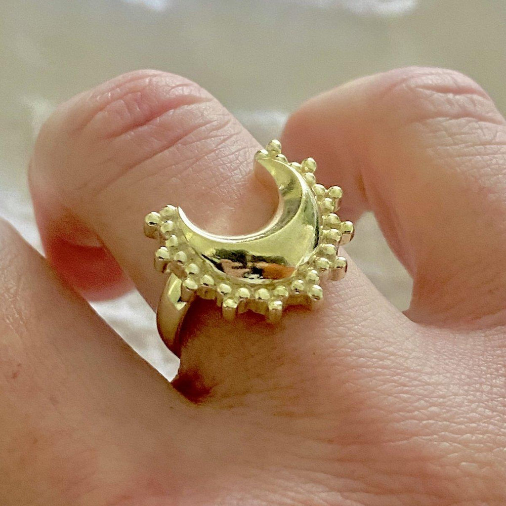 Laihas Prestige ‘Tammie’ Goddess Crescent Moon Boho Ring- Gold