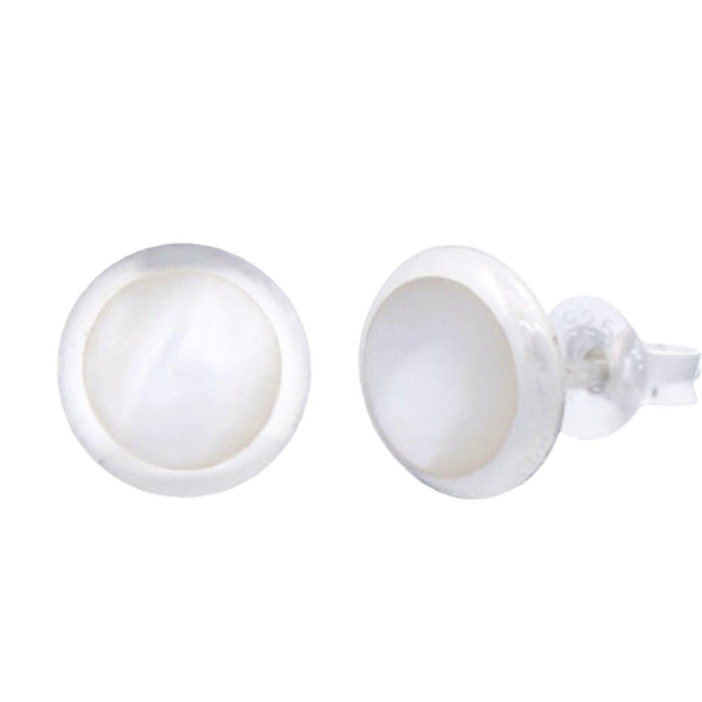 Laihas Pretty Round Mother of Pearl Stud Earrings 9mm