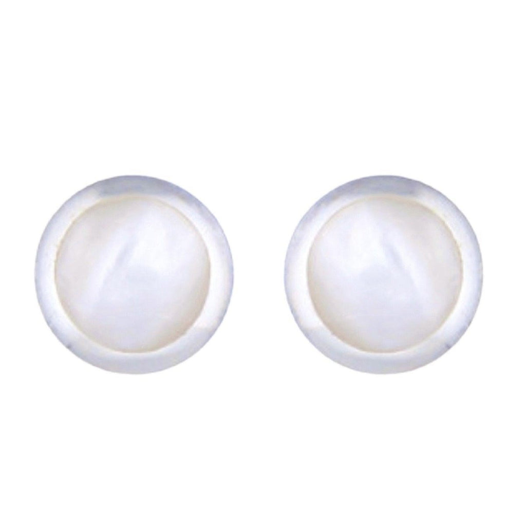 Laihas Pretty Round Mother of Pearl Stud Earrings 9mm