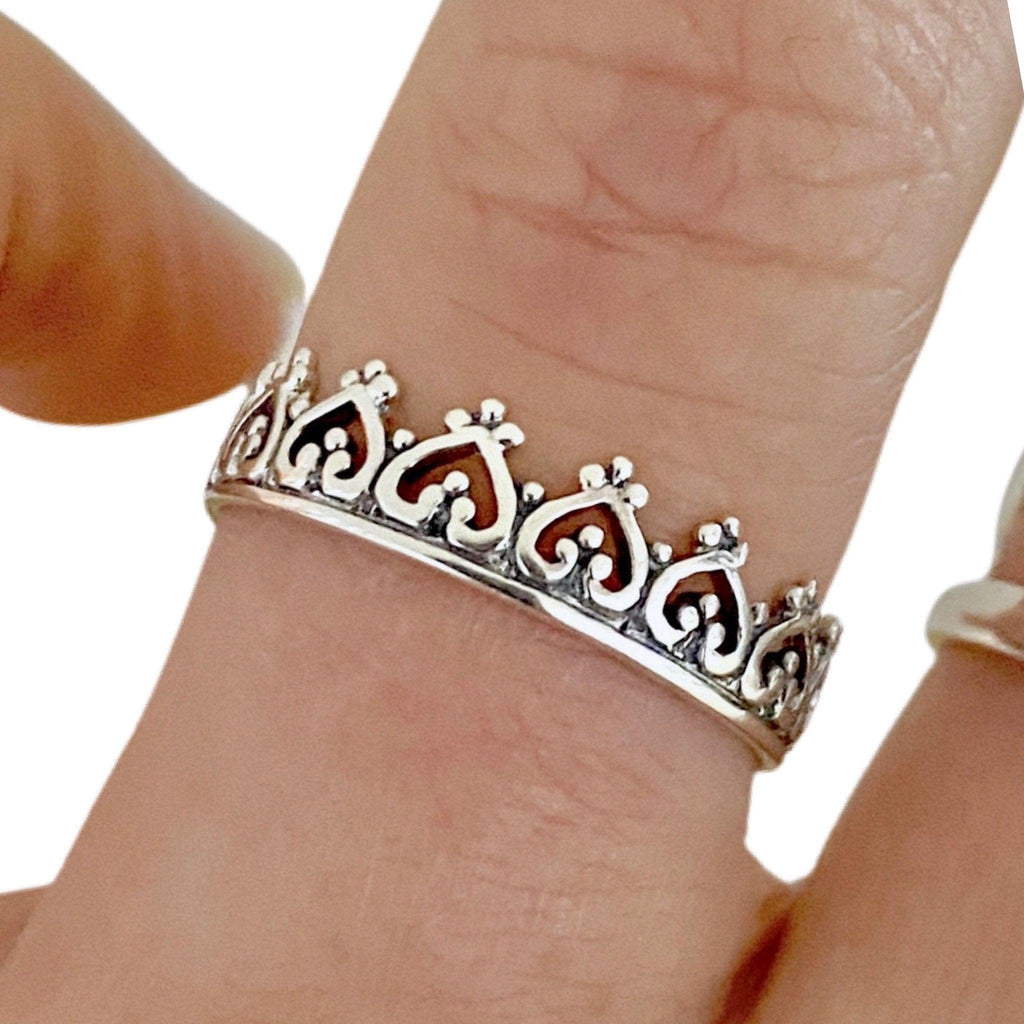 Laihas Queen Of Hearts Sterling Silver Boho Ring Ass sizes -LBD Australia