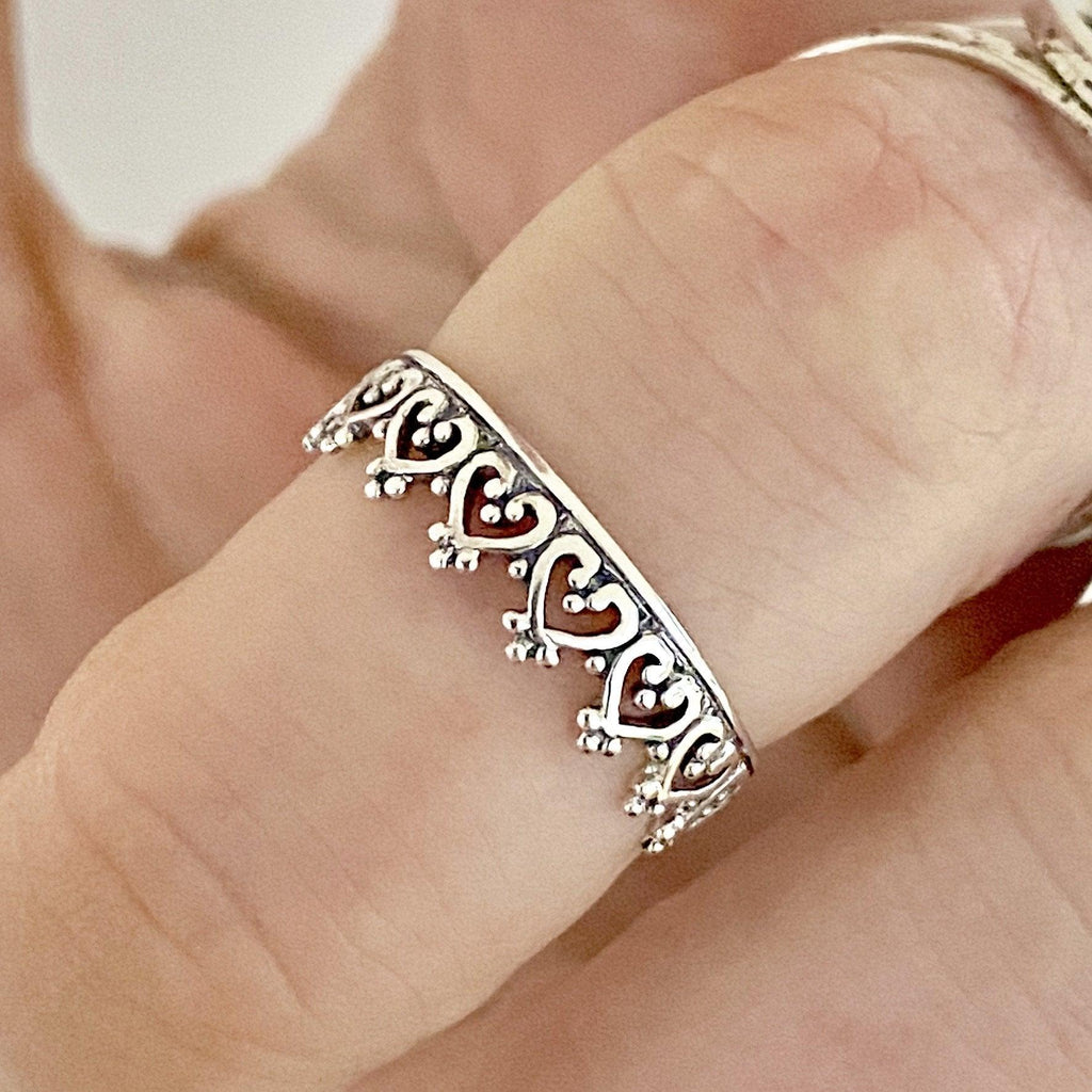 Laihas Queen Of Hearts Sterling Silver Boho Ring Ass sizes -LBD Australia