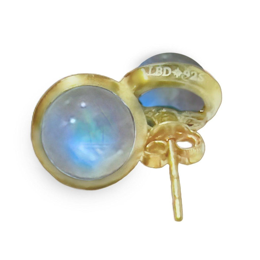 Laihas Round Classic Chic Gold Moonstone Stud Earrings