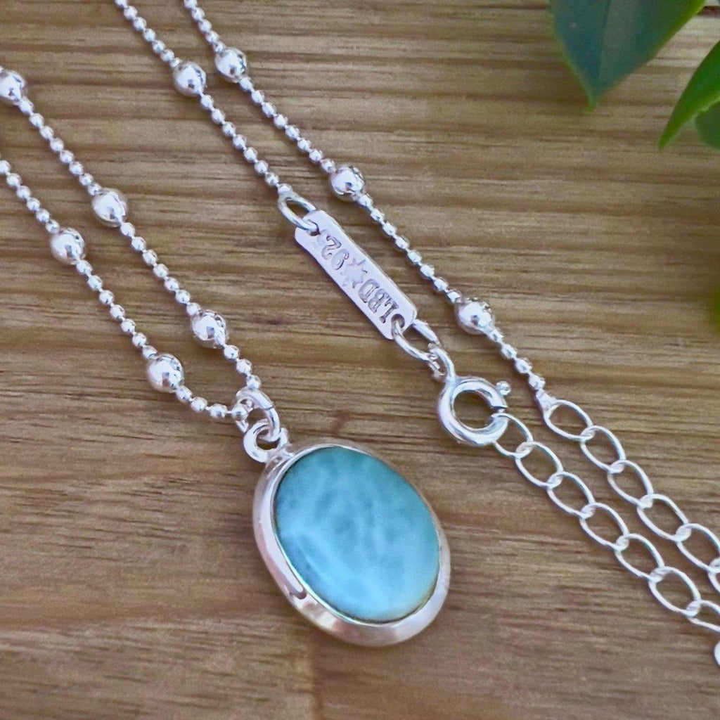 Laihas Small Classic Chic Oval Larimar Necklace