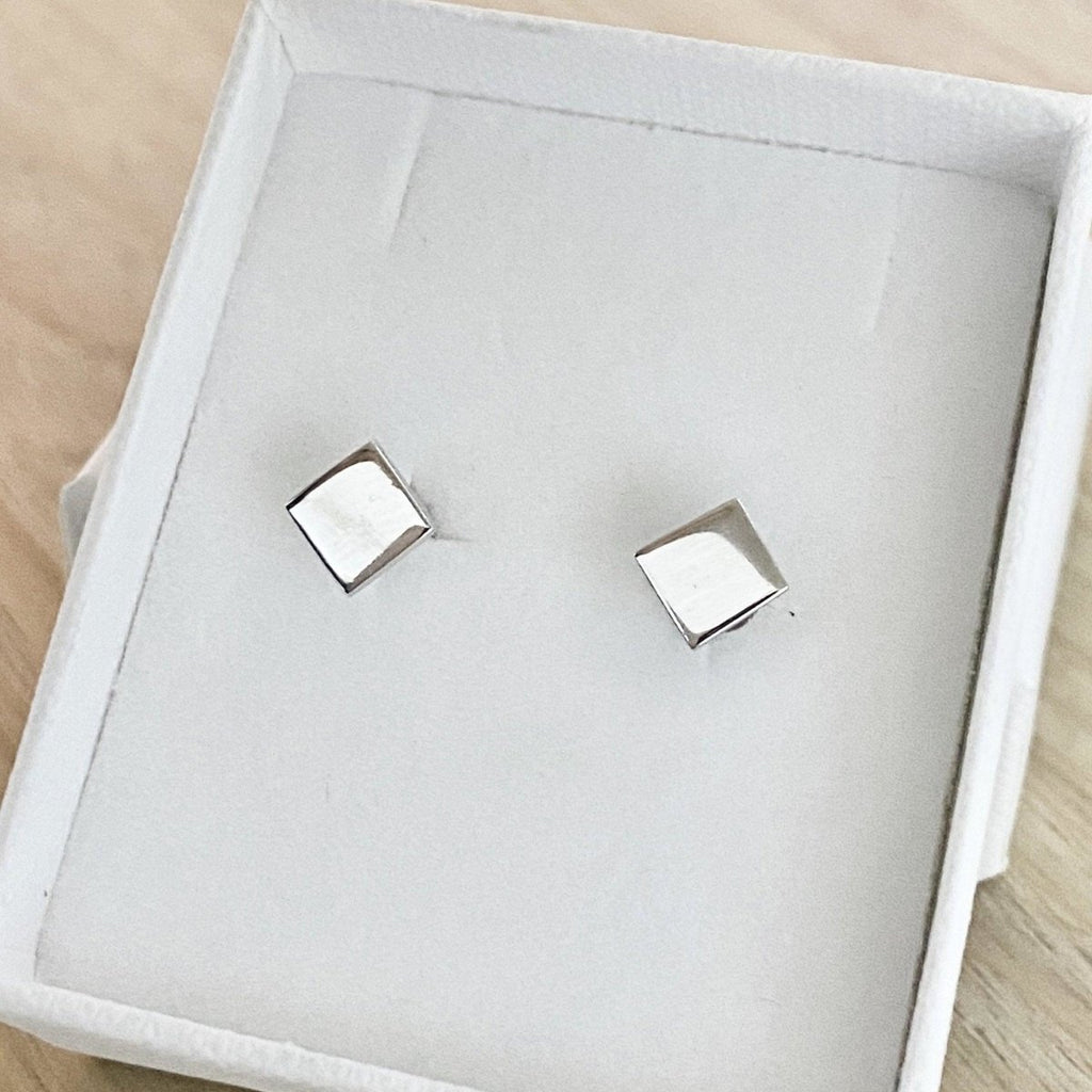 Laihas Sterling Silver Simple Studs -Polished Rhombus