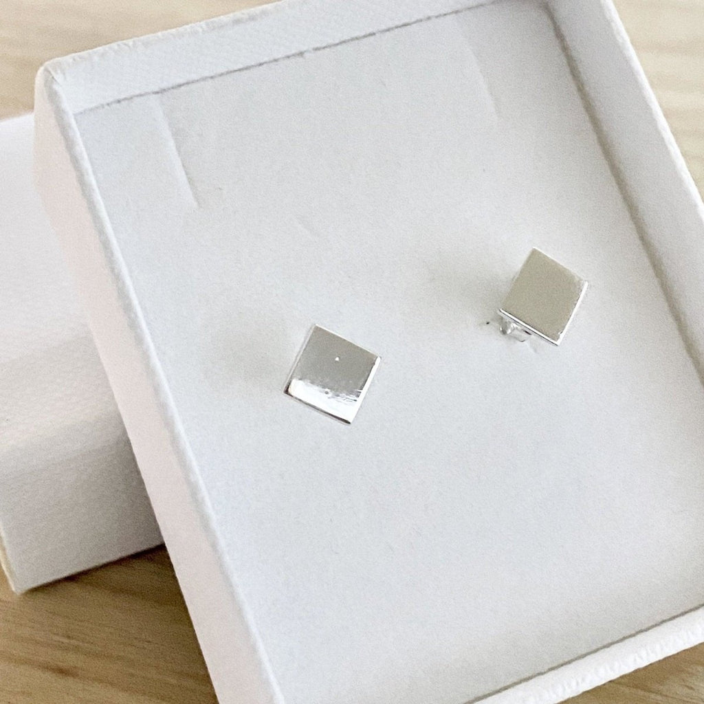 Laihas Sterling Silver Simple Studs -Polished Rhombus