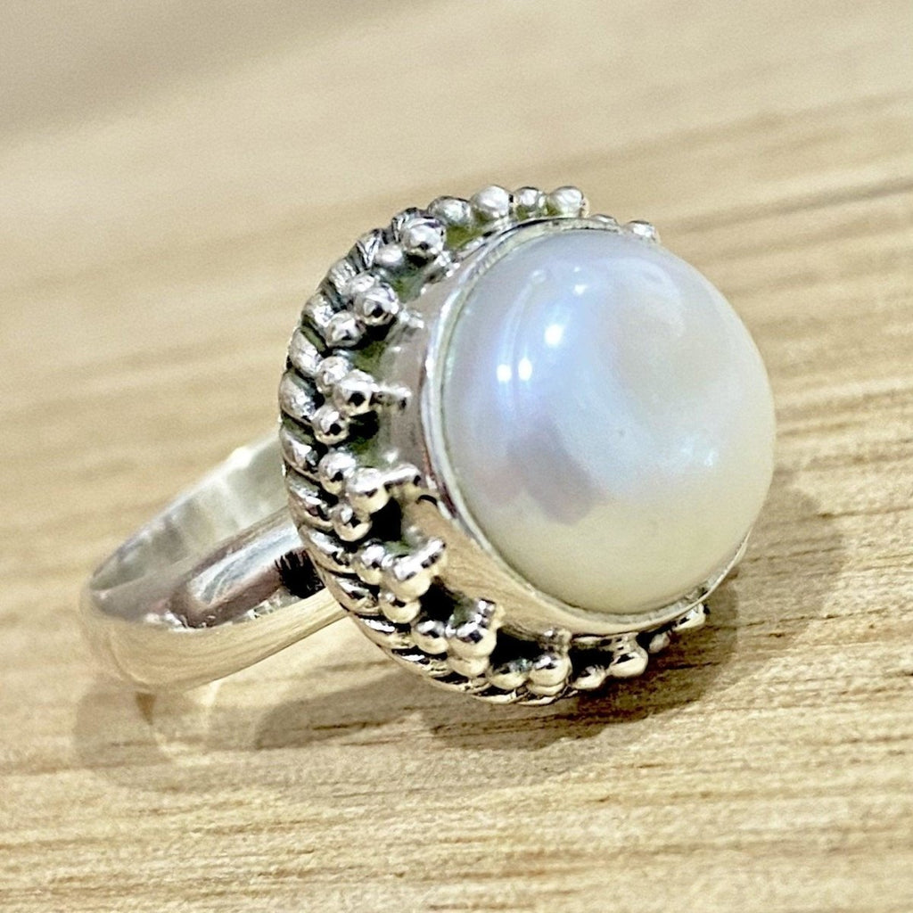 Laihas Stunning Round Genuine Pearl Ring