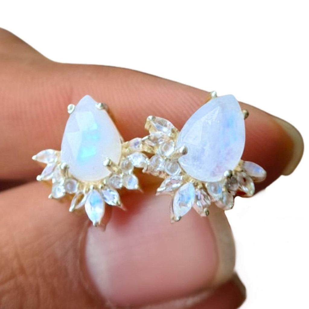 Laihas Tearing Empress Crystal Topaz and Moonstone Stud Earrings