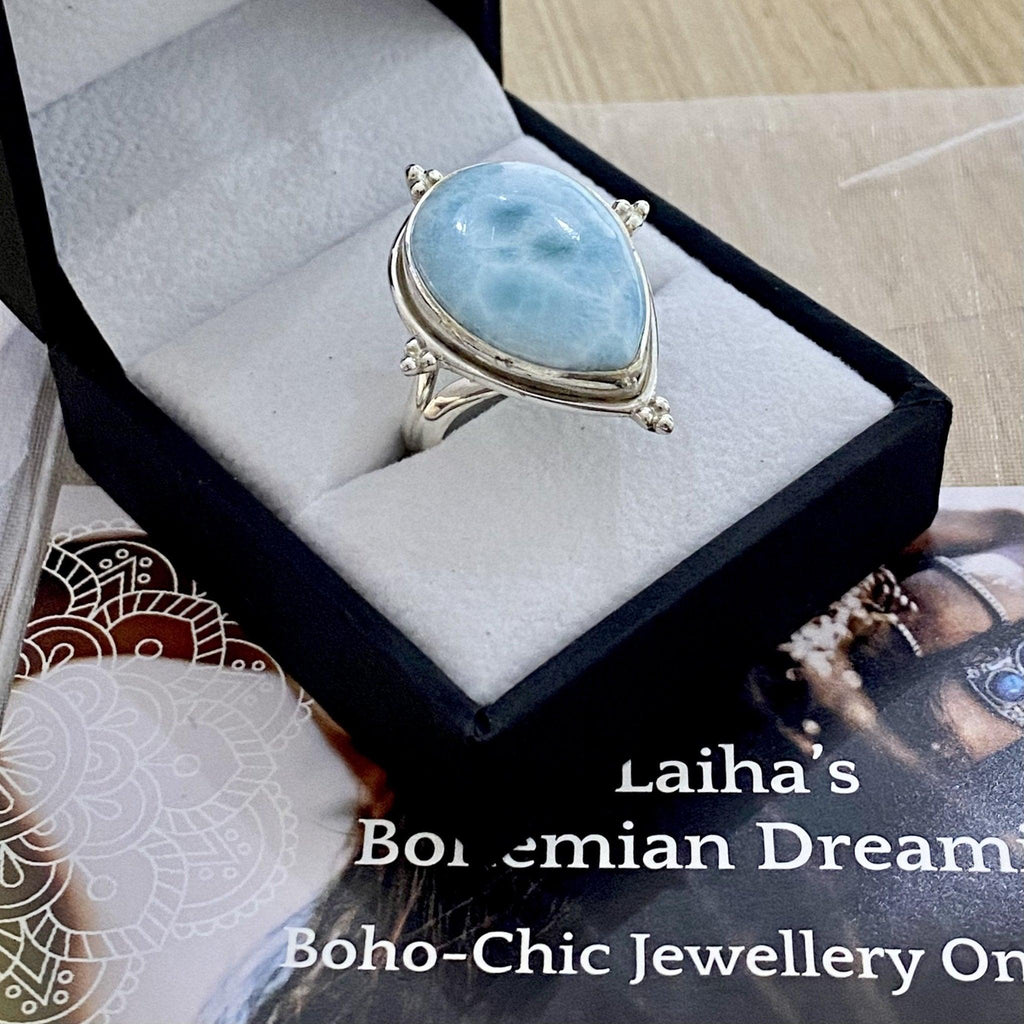 Laihas Zahli Raindrop Larimar Ring -LBD Australia