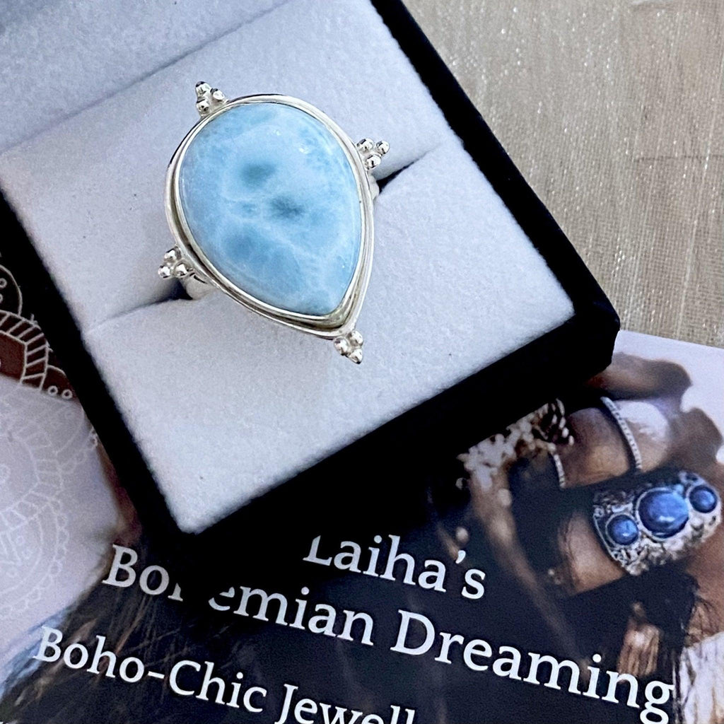 Laihas Zahli Raindrop Larimar Ring -LBD Australia