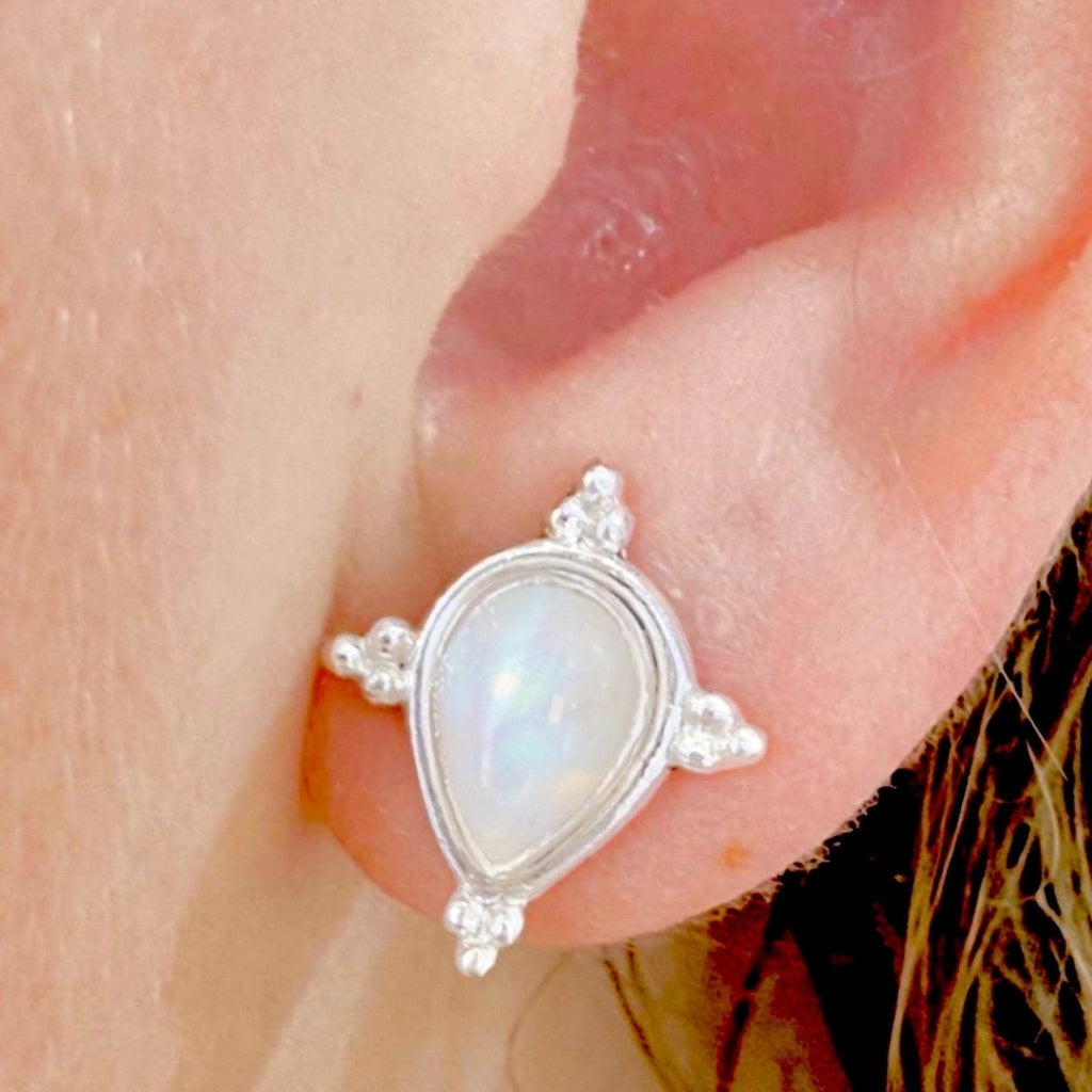 Laihas Zahli Raindrop Moonstone Stud Earrings