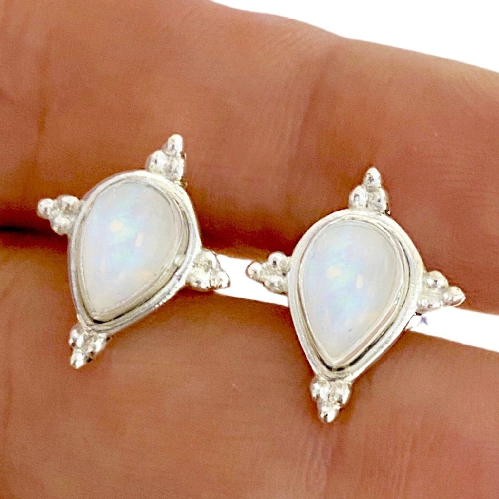 Laihas Zahli Raindrop Moonstone Stud Earrings