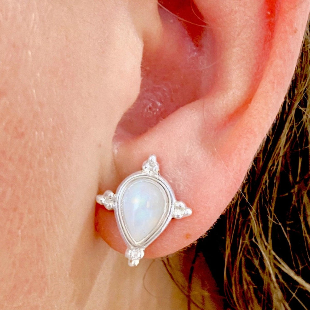 Laihas Zahli Raindrop Moonstone Stud Earrings