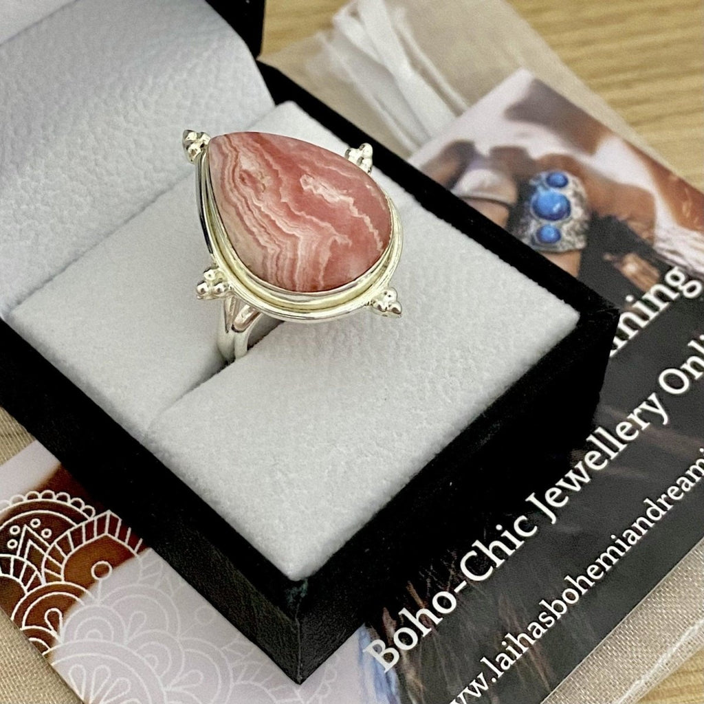 Laihas Zahli Raindrop Rhodochrosite Ring