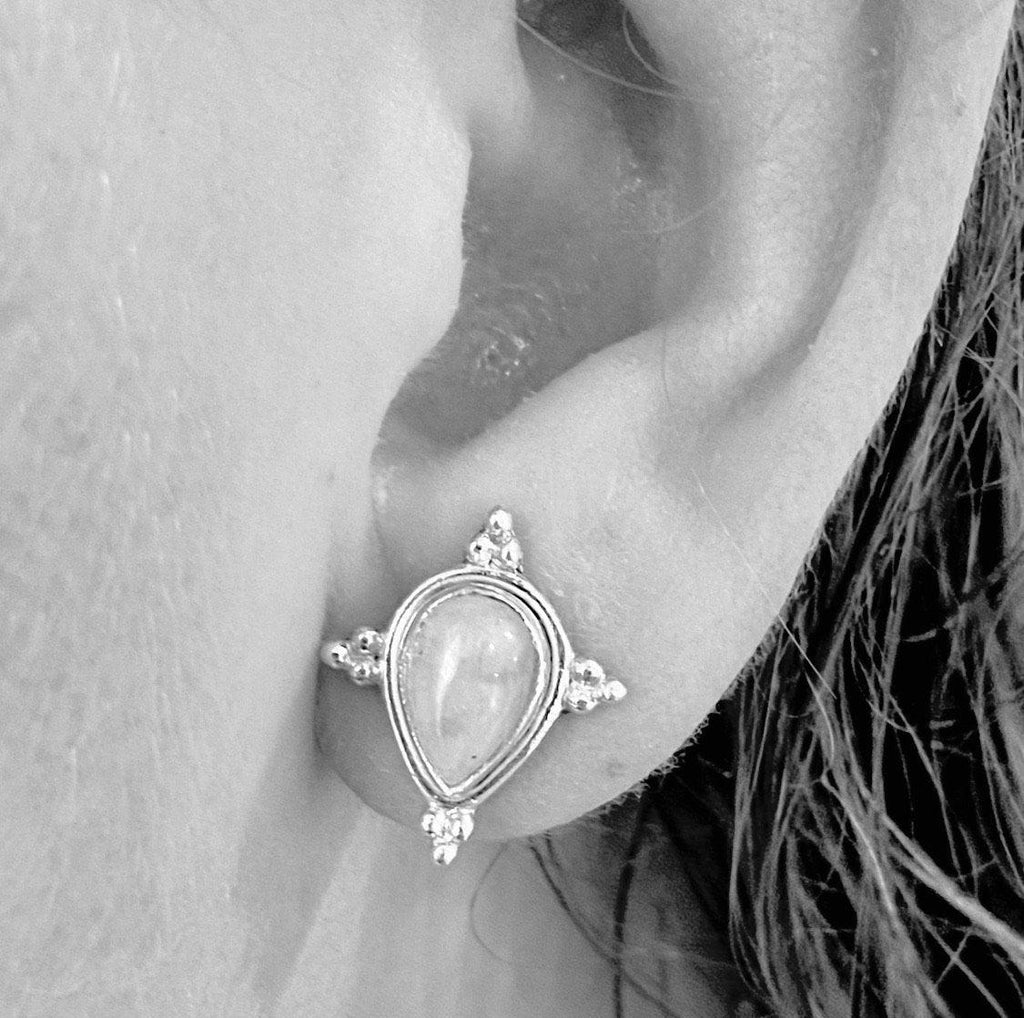 Laihas Zahli Raindrop Rose Quartz Stud Earrings